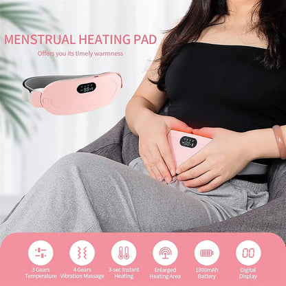 Smart Menstrual Heating Pad Warm Palace Belt with Vibrating Abdominal Massager Electric for Relief of Menstrual Cramps