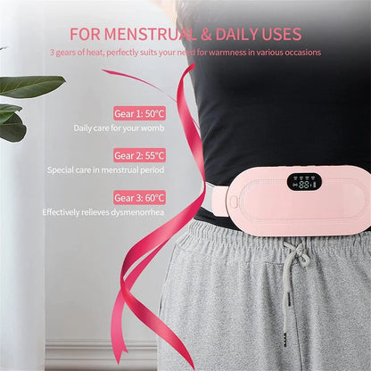 Smart Menstrual Heating Pad Warm Palace Belt with Vibrating Abdominal Massager Electric for Relief of Menstrual Cramps