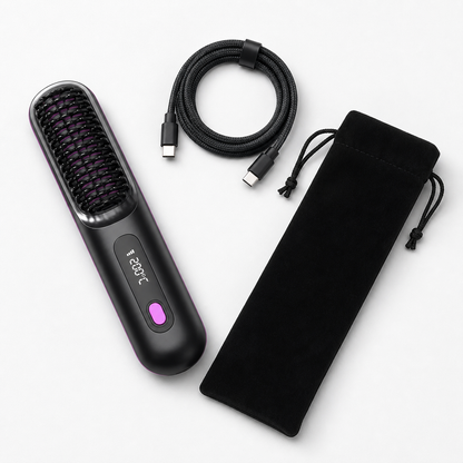 Brosse Lissante et chauffante aux ions négatifs LCD USB