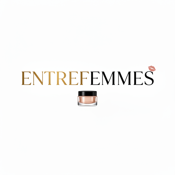 Logo ENTREFEMMES avec produit beauté