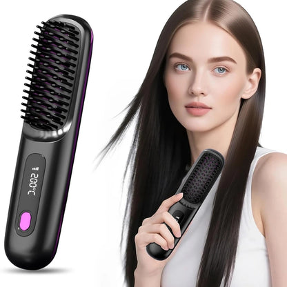 Brosse Lissante et chauffante aux ions négatifs LCD USB