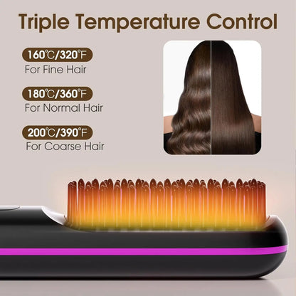 Brosse Lissante et chauffante aux ions négatifs LCD USB