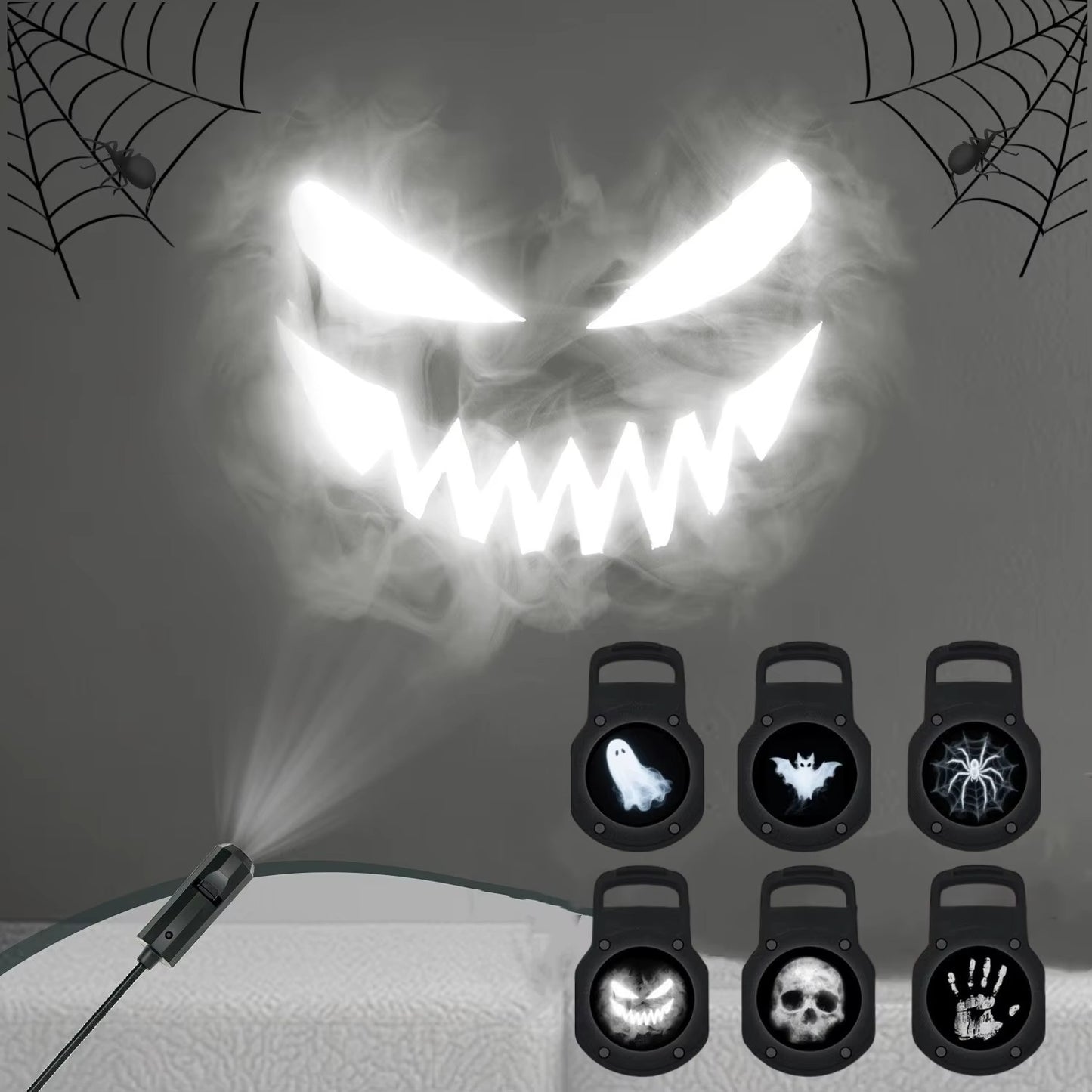 Projecteur LED Halloween Fantome et Crane 12 Motifs