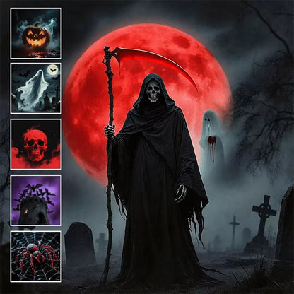 Projecteur LED Halloween Fantome et Crane 12 Motifs