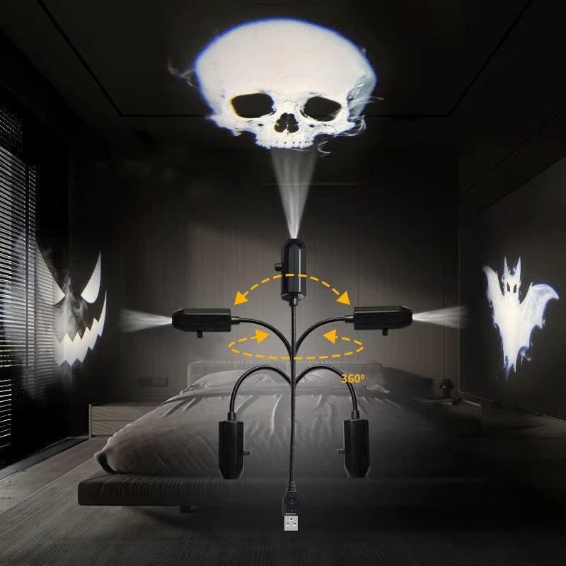 Projecteur LED Halloween Fantome et Crane 12 Motifs