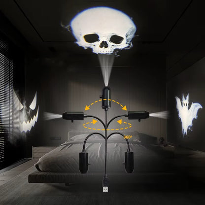 Projecteur LED Halloween Fantome et Crane 12 Motifs