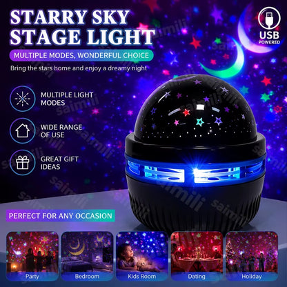 Veilleuse LED Ciel Etoile - Projecteur Etoiles et Lune USB